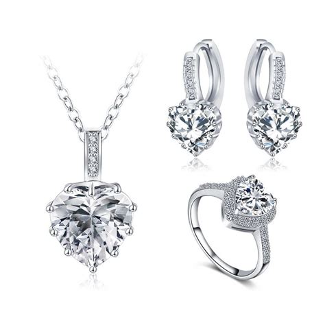 [hot item] heart shaped wedding jewelry sets for women cst0033 b wedding jewelry earrings
