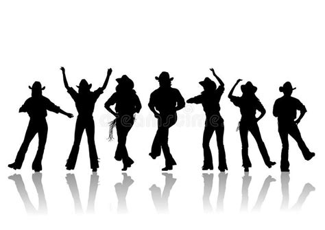 Cowboy Dance Silhouette Cowboy Man And Girl Dancer Silhouette