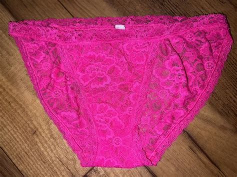 vintage victoria s secret string bikini panties full lace pink size small no tag 29 00 picclick