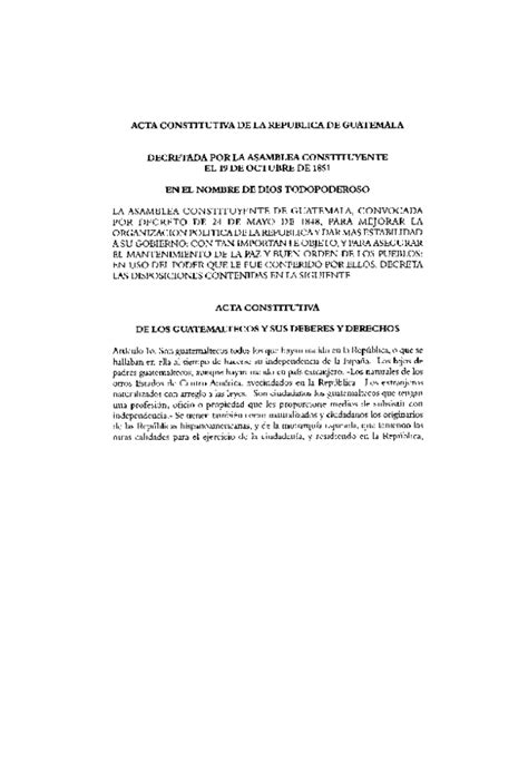 Pdf Acta Constitutiva De La República De Guatemala De 1851 Carolina