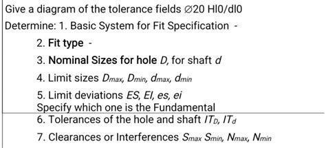 Solved Texts Give A Diagram Of The Tolerance Fields 20 Hiodl0