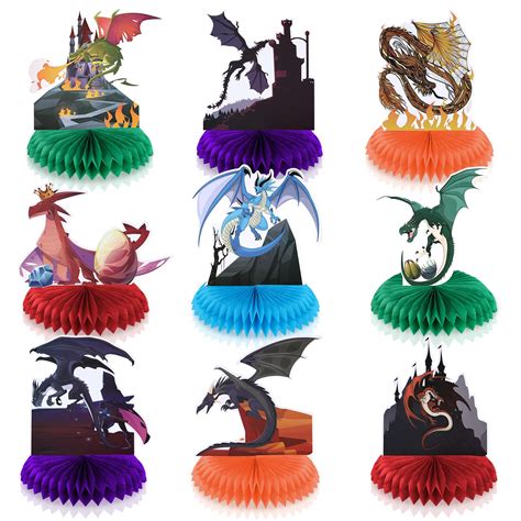 Buy 9pcs Dragon Party Decorations Dragon Table Honeycomb Centerpieces