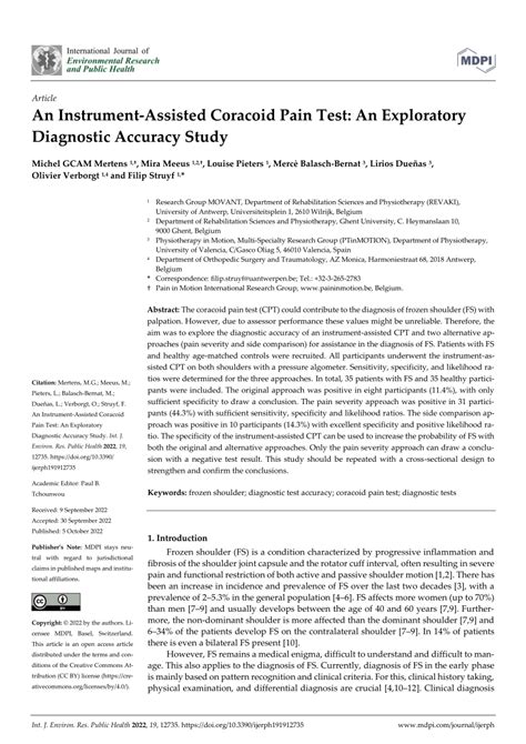 Pdf An Instrument Assisted Coracoid Pain Test An Exploratory