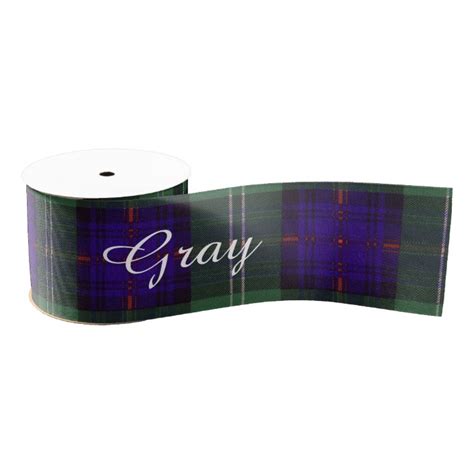 Gray Clan Plaid Scottish Kilt Tartan Grosgrain Ribbon
