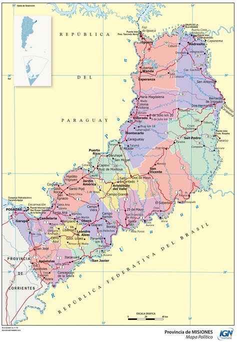 Mapa De La Provincia De Misiones Y Sus Departamentos Tamaño Completo