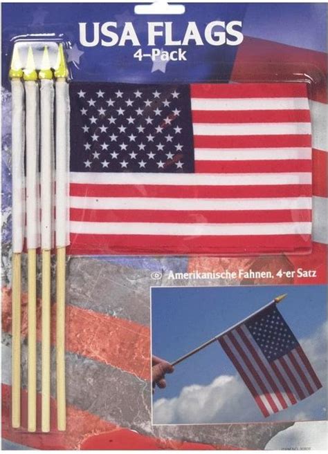 4x Amerikaanse Zwaaivlaggetjes Usa Landenversiering Vlaggetjes