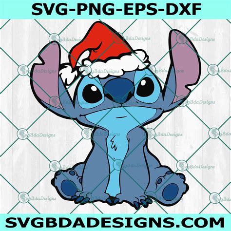 Stitch With Santa Hat Svg Stitch Christmas Svg Svgbdadesigns