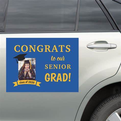 Congrats Grad Custom Car Magnet Blue Yellow Zazzle Congrats Grad