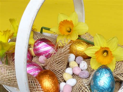 Rustic Easter Decorative Basket With Eggs Creative Commons Stock Image