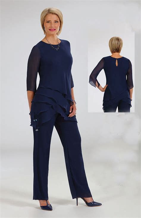This Ursula Of Switzerland 41568 Navy Blue Pant Suit Features A Tunic