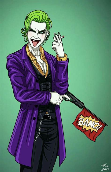 The Joker Is Holding An Umbrella And Pointing To Something In His Hand