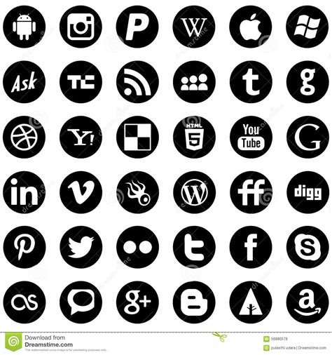 Black Social Media Networkbusiness And Web Icons Editorial Stock