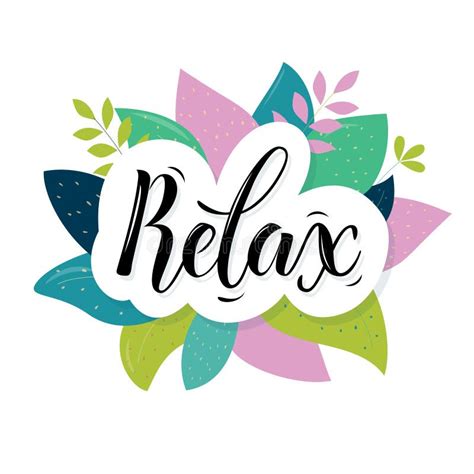 Relax Text Card Lettering Vector Script And Handwritten Typography