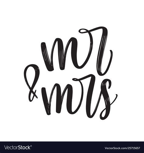 Mr And Mrs Text Written With Elegant Cursive Vector Image