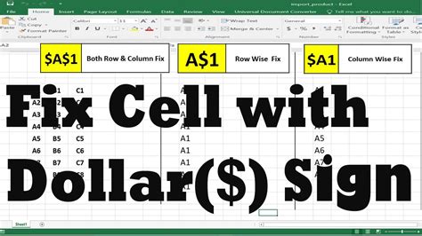 How To Fix Cell With Dollar Sign Row Wise And Column Wise In Excel