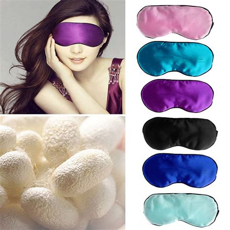 1pc new pure silk sleep eye mask padded shade cover travel relax aid blindfold shades helper 6