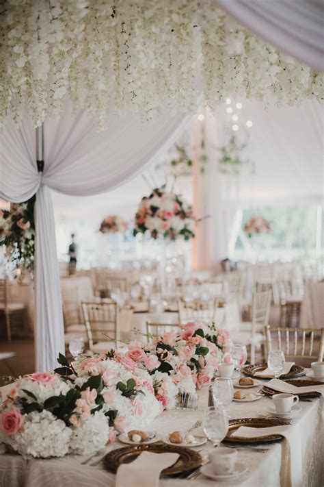 Elegant Pink And White Wedding Reception Decor In The Garden Tent Of
