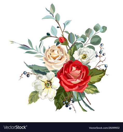 Bouquet With Roses Royalty Free Vector Image Vectorstock