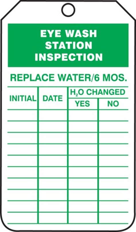 Learn more about osha and ansi inspection requirements for emergency eyewash stations. Eyewash Inspection Tags And Status Record Tags - Eye Wash ...