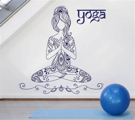 Beauty Girl Tattoo Style Yoga Pose Mediation Wall Vinyl Decal Sticker