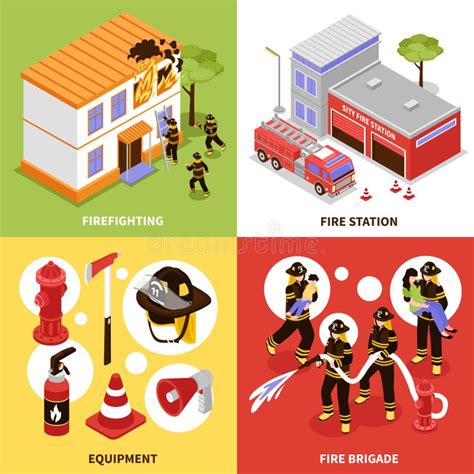 Firefighting Isometric Infographics Layout Stock Vector Illustration
