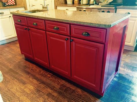 This kitchen island cart has a compact design and great storage capabilities, it will give you a perfect user experience. Red island, white cabinets. | Kitchen, Kitchen island ...