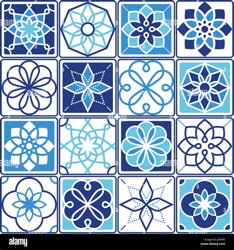 Portuguese Azulejo Tiles Design Seamless Geometric Patterns Collection