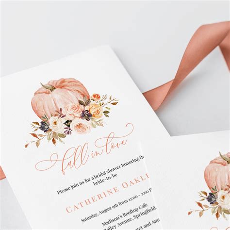 Fall In Love Bridal Shower Invitation Template Editable Fall Etsy