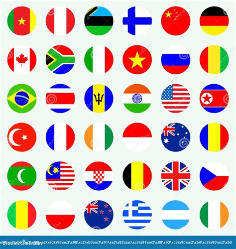 Banderas Nacionales Del Mundo Colección De Símbolos De Indicador De