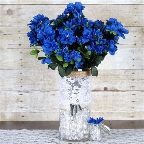 4 Bush 120 Pcs Royal Blue Artificial Silk Gardenias Flowers Blue Centerpieces Royal Blue
