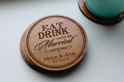 Personalized Wood Coasters Custom Engraved Eat Drink And Be Etsy