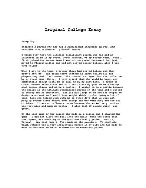 The Glamorous 500 Word College Essay Examples Writings And Essays In