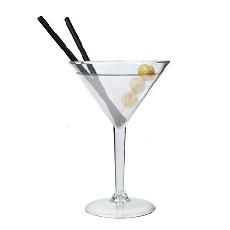 Martini Cocktail Glasses Set Clear Plastic Cup Black Paper Straws Party Bbq Ebay