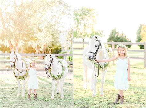 Flower Crowns And White Ponies Equestrian Portrait Session