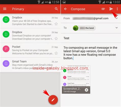 Get your messages instantly via push notifications, read and respond online & offline. Samsung Galaxy S5: How to Send an Email Message in Gmail ...