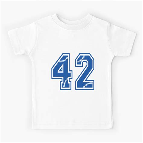 Baseball Number 42 Blue Sports Player Uniform Jersey Kids T Shirt For