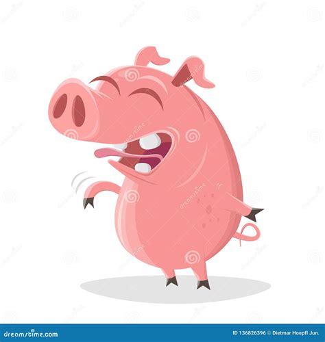 Pig Is Laughing About A Good Joke Stock Vector Illustration Of Comic