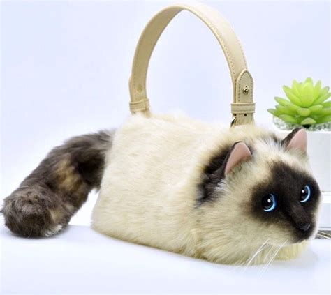 Realistic Siamese Cat Plush Kitty Kitten Handbag Shoulder Bag Etsy