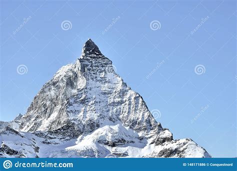 Close Look On Matterhorn East Face From Zermatt Stock Photo Image Of