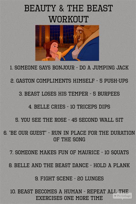 Beauty And The Beast Workout Beast Workout Disney Workout Movie Workouts