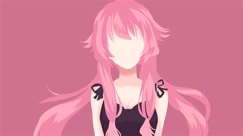 Pink Hair Gasai Yuno Mirai Nikki Minimalism Anime Anime Girls