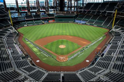 Aerial drone image of the globe life stadium arlington texas. Inside Texas: Rangers open new park in 1-0 win over Rockies