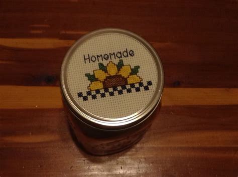 Once i figured out the basic pattern i wanted, i just repeated it until i reached the running stitch along the perimeter, so the patterns are just to give you an idea and. Cross stitched mason jar lid | Cross stitch, Cross ...