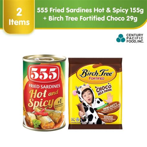 555 Fried Sardines Hot Spicy 155g Birch Tree Fortified Choco 29g
