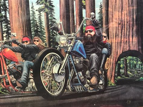 Rare Vintage 70s David Mann Easy Rider Print Wood Resin Motorcycle