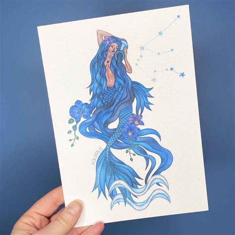 Aquarius Mermaid Card Etsy