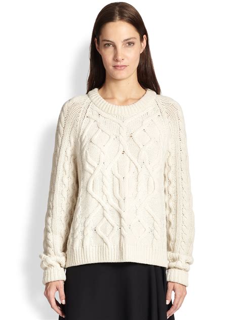 mcq wool and cashmere cable knit sweater in white lyst