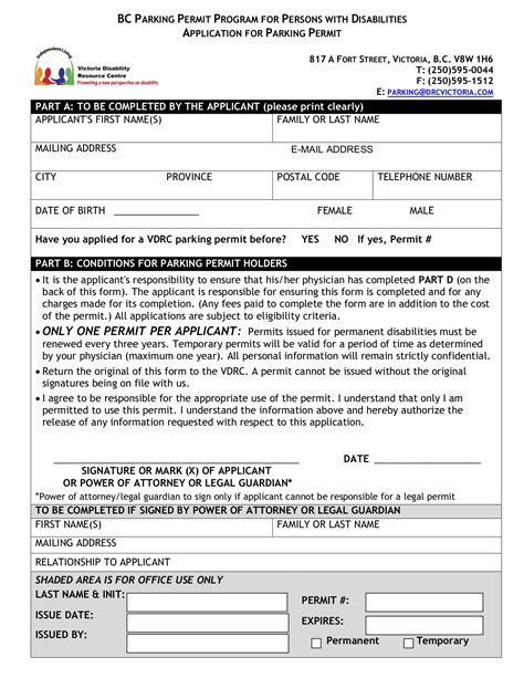 Disabled Parking Permit Application Form Word Gambaran