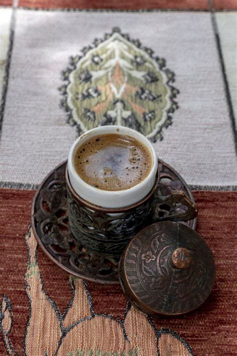 Traditional Turkish Coffee On Table Editorial Stock Image Image Of