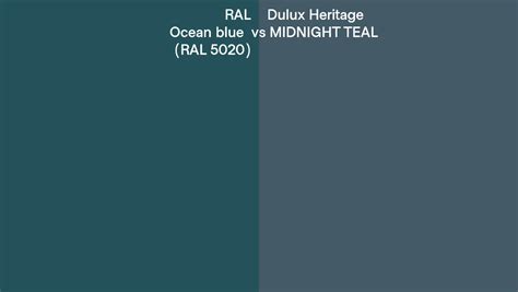 Ral Ocean Blue Ral 5020 Vs Dulux Heritage Midnight Teal Side By Side